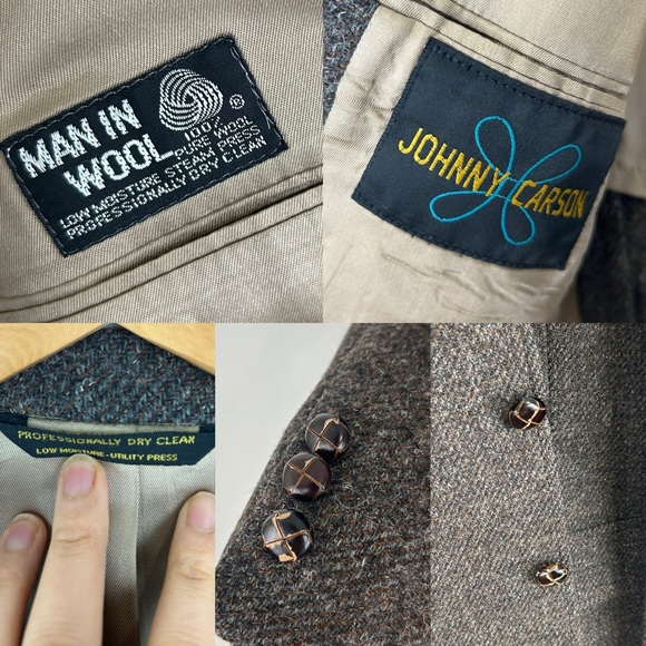 [SOLD] Vintage Johnny Carson Brown Tweed Wool Oversized Boyfriend Blazer - Picture 8 of 8